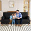 220cm Corduroy Sofa with 3 Seats, No Tool Assembly,Solid Wood Frame and Solid Wood Legs-1327335156