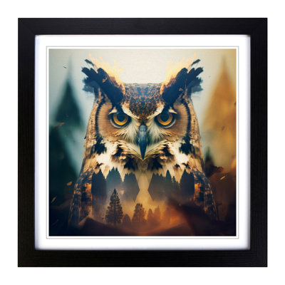 Owl Double Exposure - Framed Print