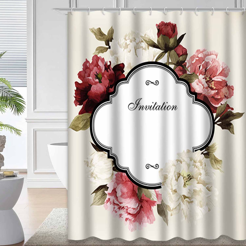Rideau de douche imperméable à motif floral rose avec 12 crochets, L 72 po x l 72 po