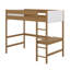 Lit mezzanine simple avec bureau, tête de lit et pied de lit rembourrés Boucle avec échelle, garde-corps de sécurité, lit mezzanine en bois d'hévéa
