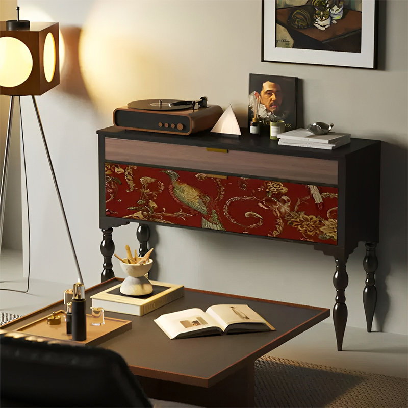 Console rétro avec tiroirs Creative, Noir, noir, noir, noir
