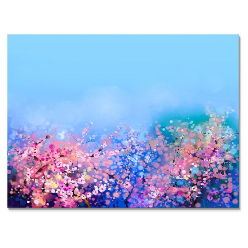 Fleurs de cerisier - reproduction sur toile avec cadre flottant, H 8 po x l 12 po x P 1 po, Toile tendue