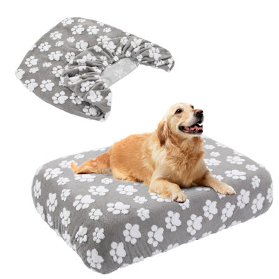 Housse de lit lavable pour chien 100% imperméable, housse de lit moelleuse en velours doux de remplacement seulement, housse réutilisable ajustée pour lit pour animal de compagnie (44 x 35 x 6 po)
