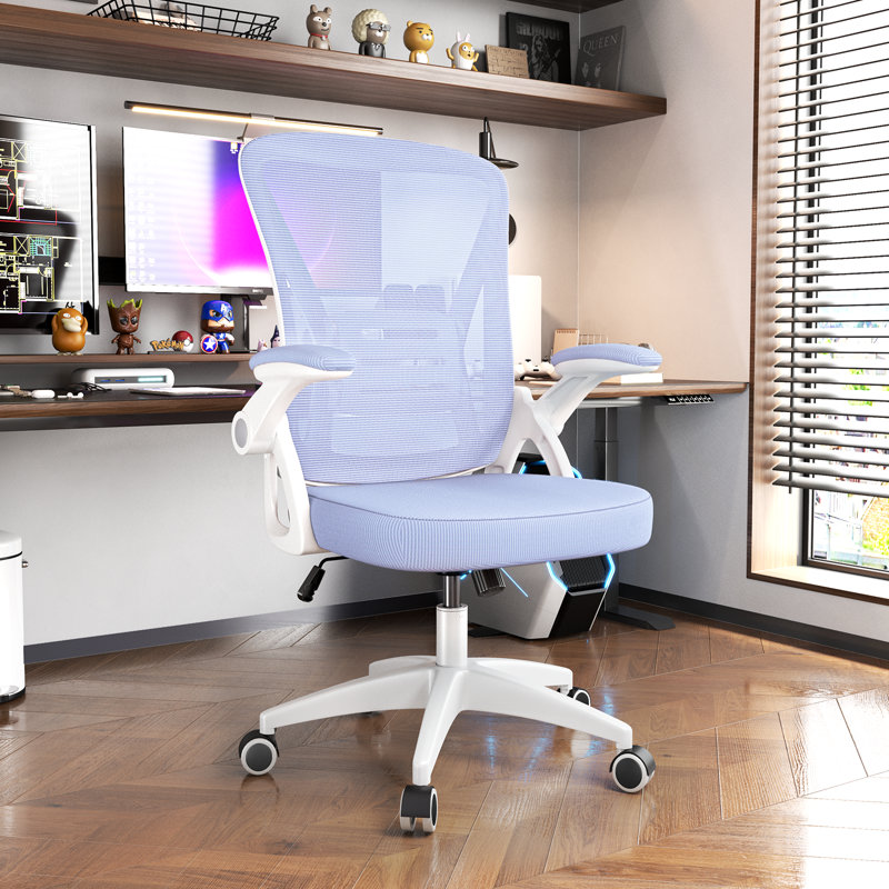 Norlene Ergonomic Breathable Mesh Office Chair With Flip-Up Armrest, Lilac