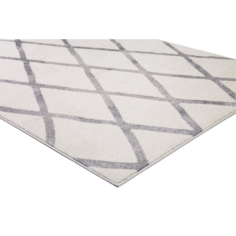 Tapis géométrique ivoire Loney, Rectangle 5 pi 3 po x 7 pi 3 po