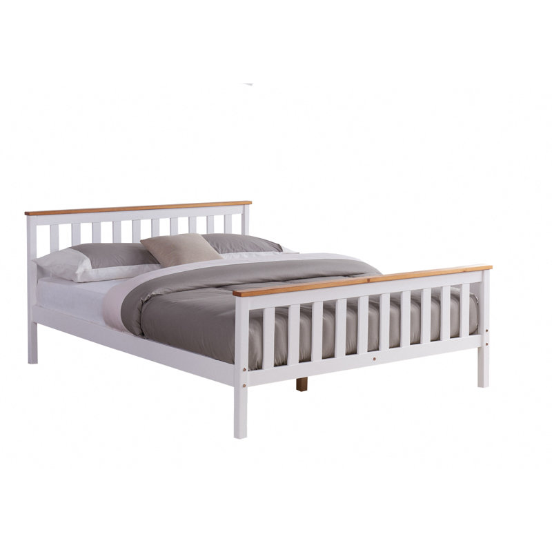 Aaliyahmarie Solid Wood Bed, Kingsize (5'), White/Oak