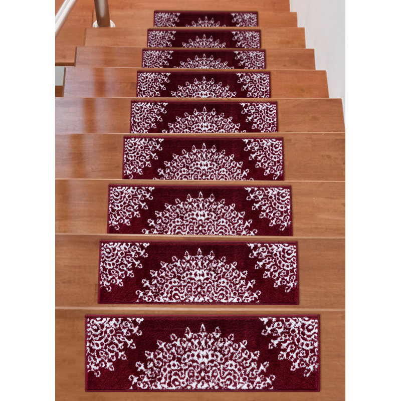 Tapis d'escalier Fogleman, Rouge/Ivoire, 13