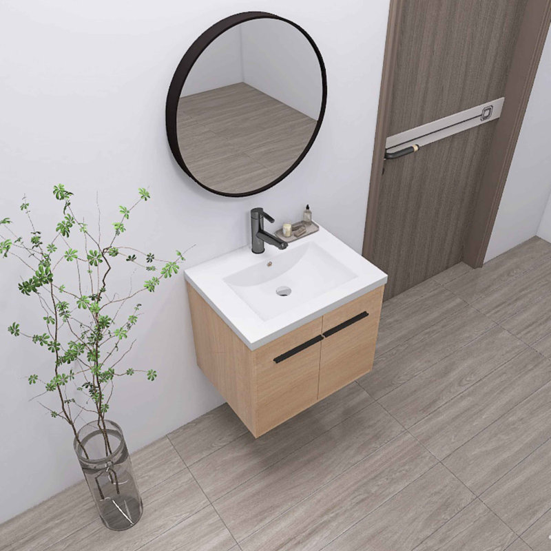 Mahe 24'' Single Bathroom Vanity with Resin Top, Beige, 24"
