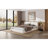 Queen-Size White Bed Frame With Boucle Upholstered Wingback Headboard & Solid Wood Base-229324196