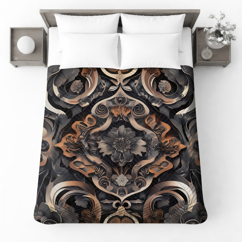 Couvre-lit matelassé à motif floral orné toutes tailles, Full / Double