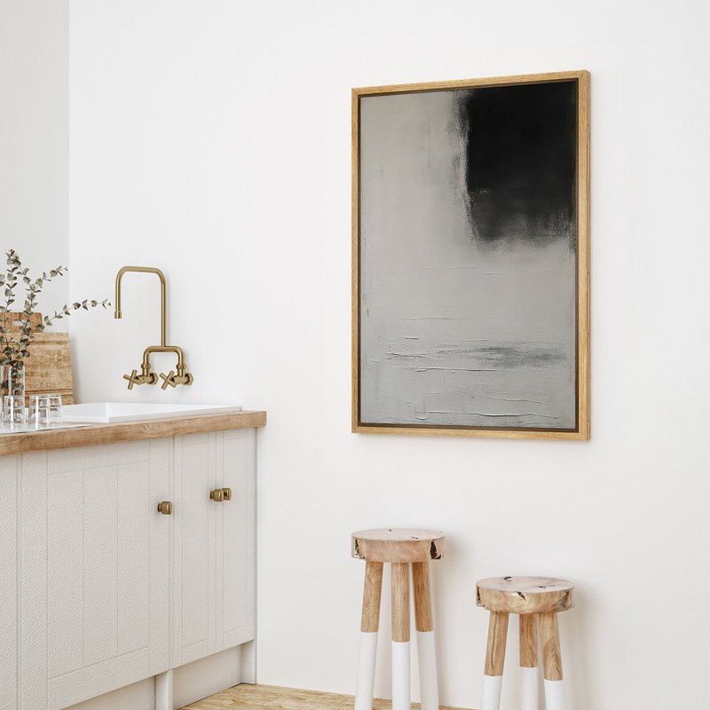 Reproduction d'art abstrait sur toile encadrée pour décoration intérieure moderne, H 24 po x l 16 po, Naturel
