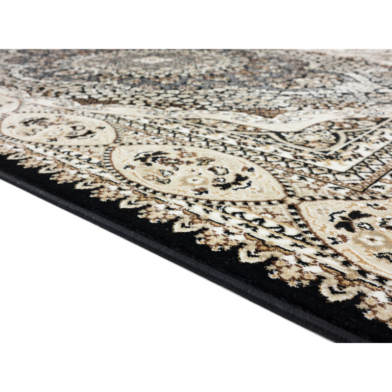 Tapis oriental noir / beige Ellowyn, Rectangle 5 pi 2 po x 7 pi 5 po