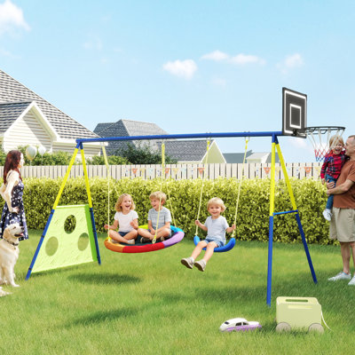 HOMCOM Metal, Polyester, Rope Swing Set Toy