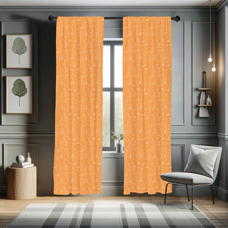 Floral Semi-Sheer Rod Pocket Sliding Panel, 28" x 95"