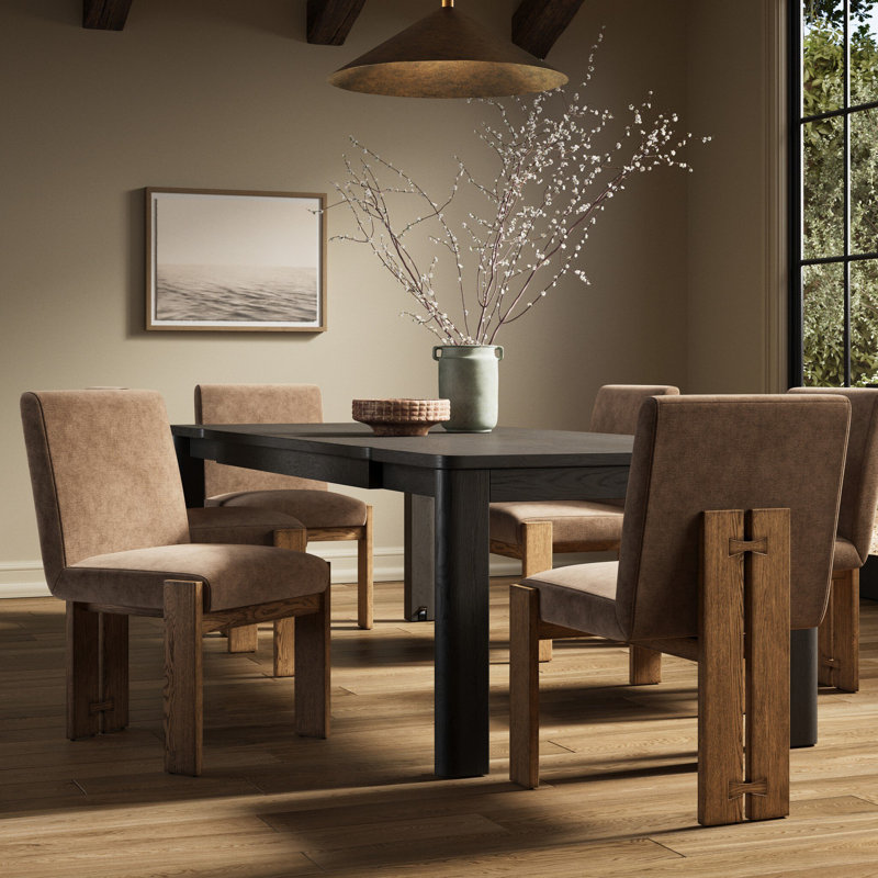 Roxy Upholstered Dining Chair, Brushed Ebony Oak, Gibson Black