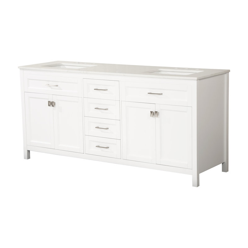 Meuble-lavabo double 72 po avec plateau en marbre Cullifer