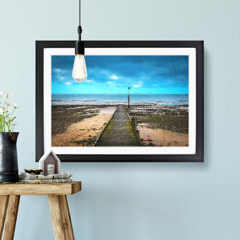 Path to the Sea in Llandudno Wales - Picture Frame Painting Print, Black Framed, 27cm H x 36cm W x 2cm D