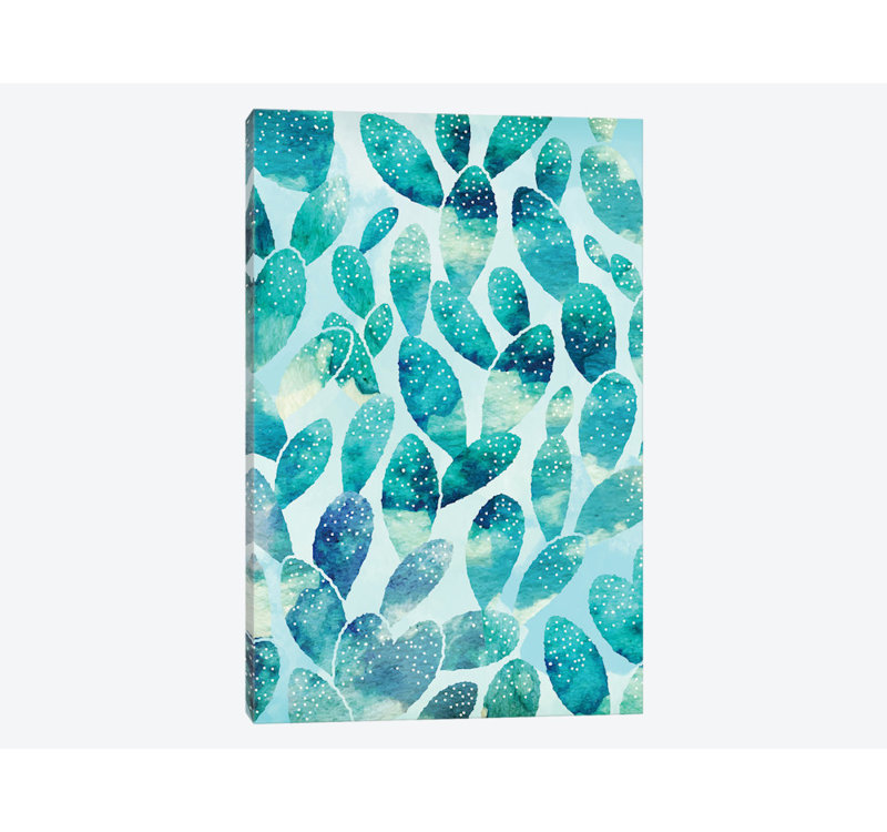 « aquarelle cactus », peinture sur toile, H 18 po x l 12 po x P 1,5 po, Toile tendue, Pas de tapis