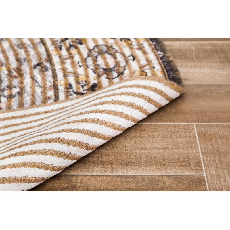 Tapis oriental brun tissé à la main Evansville, Rond 4 pi