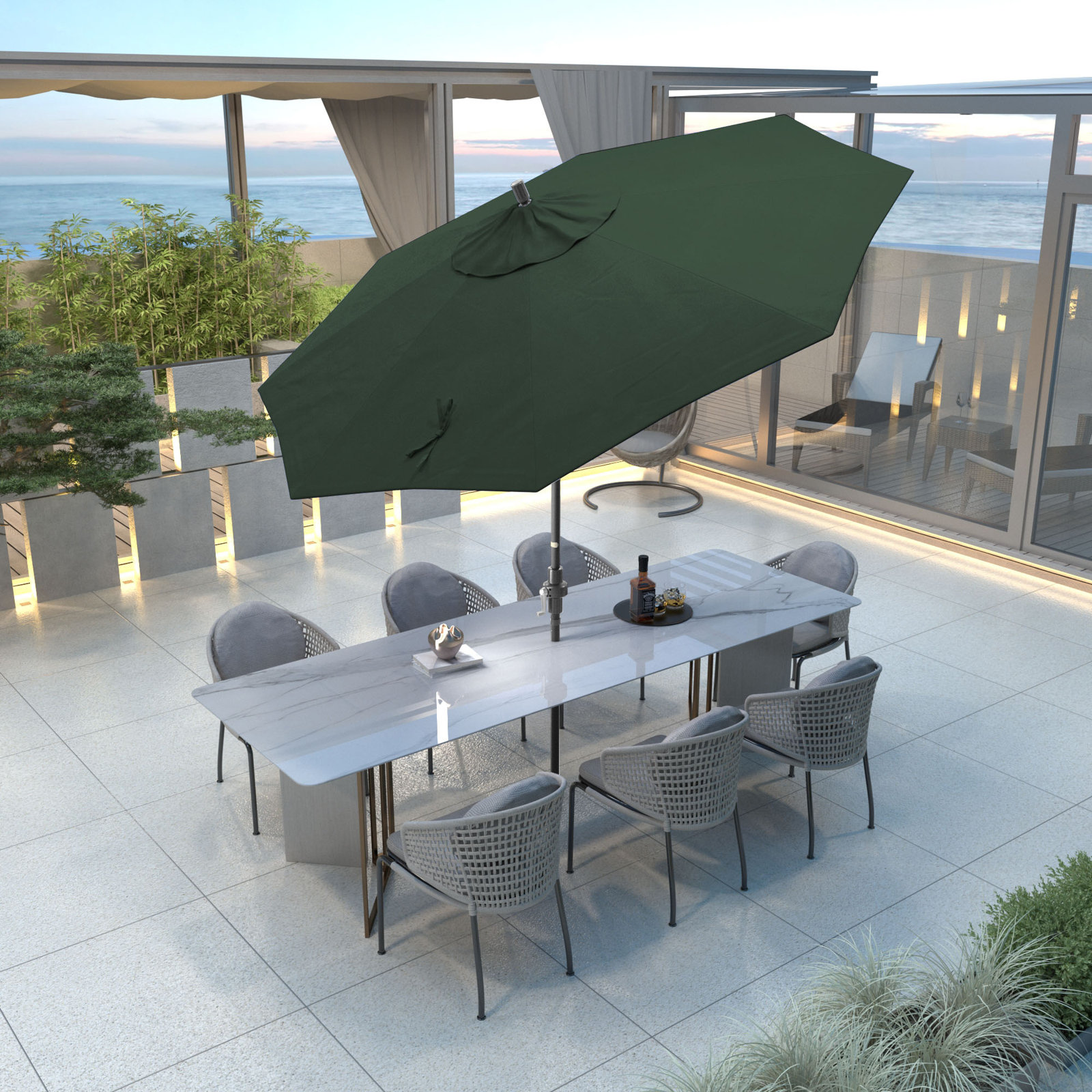 Bronte 108'' Market Sunbrella Umbrella, Canvas Forest Green Sunbrella® Canvas