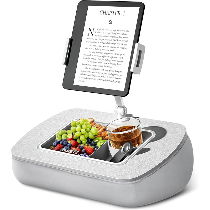 Adjustable Lap Beanbag Tablet  Stand, with Snack Bowl,361° Rotating Cli