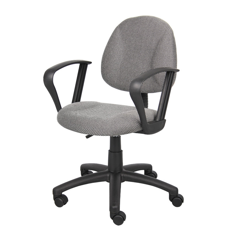 Jea Swivel Posture Chair, Loop Arms, Gray Tweed, Rolling Wheels, Gray