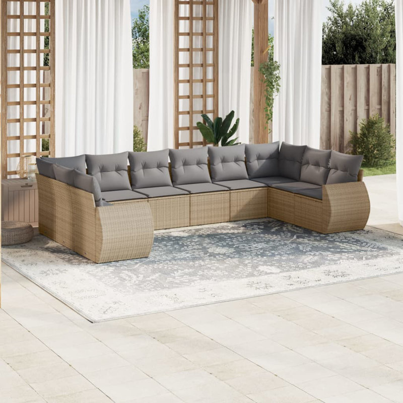  Garden Sofa Set Beige, Light Grey