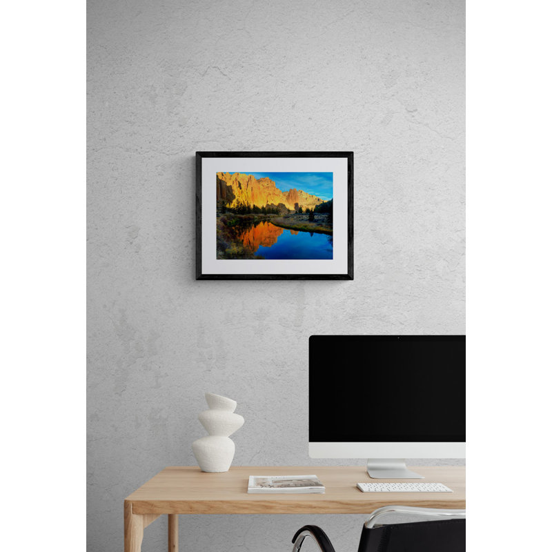 Smith's Rock Sunset Print by Tom Kostes, Black Framed Paper, 17.25" H x 21.25" W