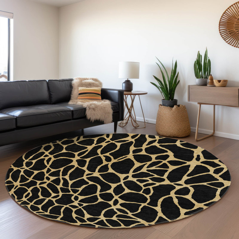 Premium Machine Washable Guada AMF1023 Geometric Rug, Round 8'