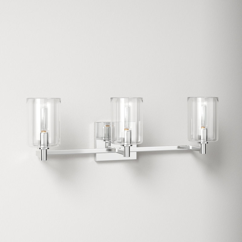 Signe Chrome 3-Light Dimmable Vanity Light with Clear Glass Shades