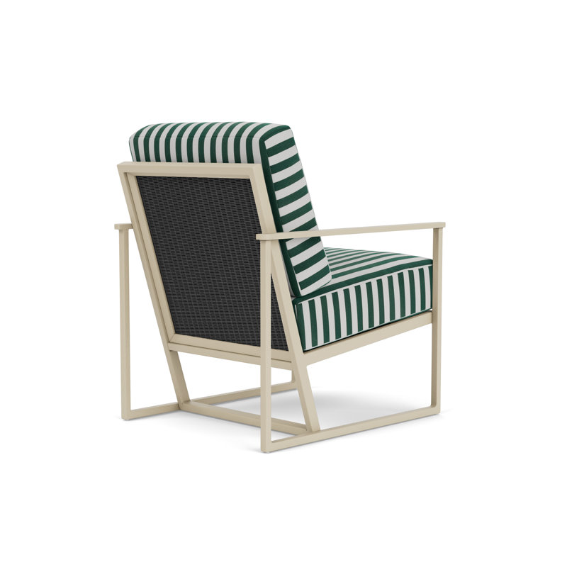 Summit Outdoor Lounge Chair, Linen, Hickory, Safari White Stripe