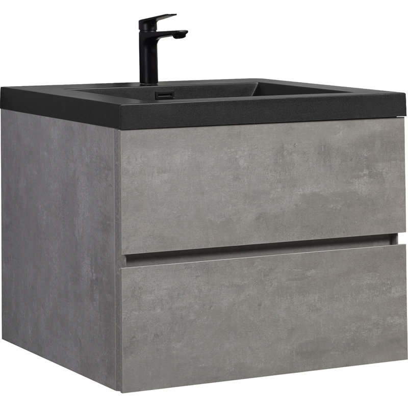 Meuble-lavabo flottant 30 po avec lavabo, meuble-lavabo mural moderne avec lavabo à quartz noir et tiroirs à fermeture en douceur