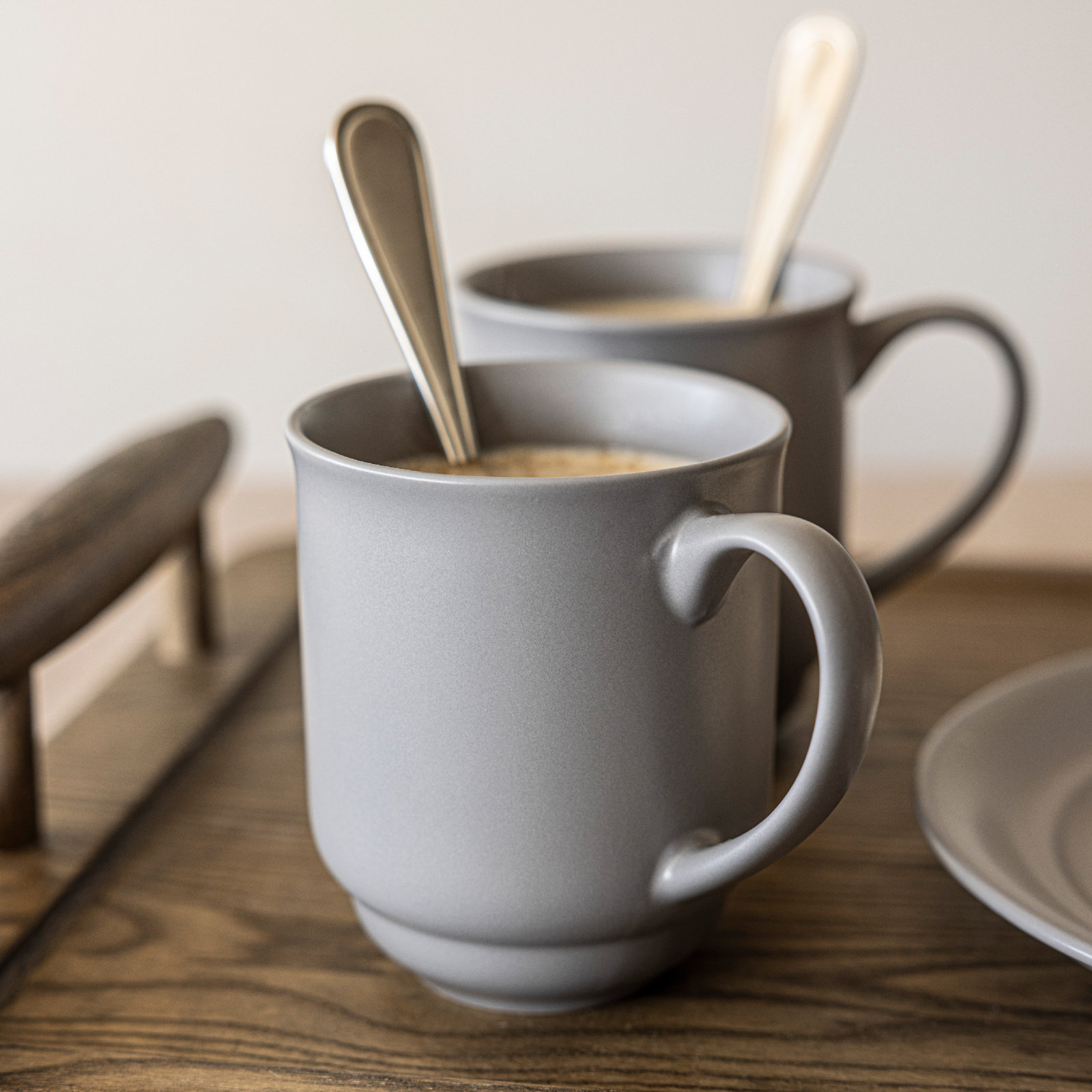 Rimmed Stoneware Mug, Gray