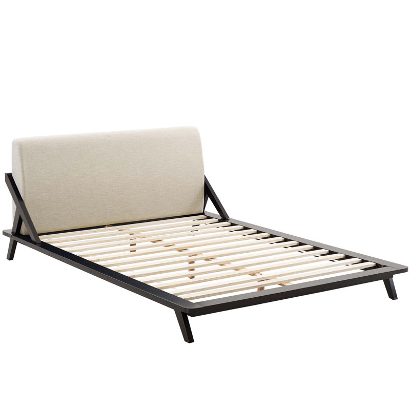 Luella Queen Upholstered Fabric Platform Bed, Cappuccino/Beige