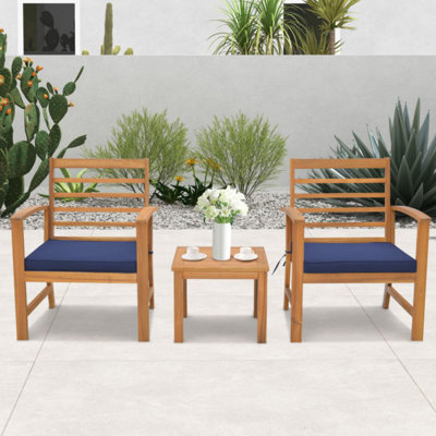 Rafiel Wood 2 - Person Patio Conversation Set with Cushions