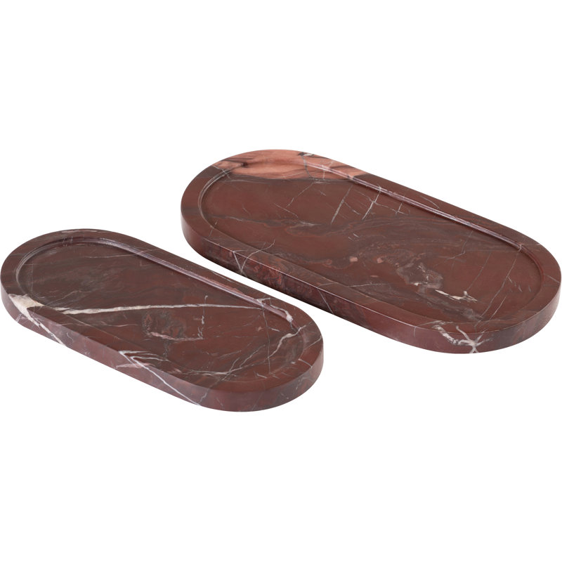 Marbre véritable cerise Vanta 2 pièces Plateau, Cherry