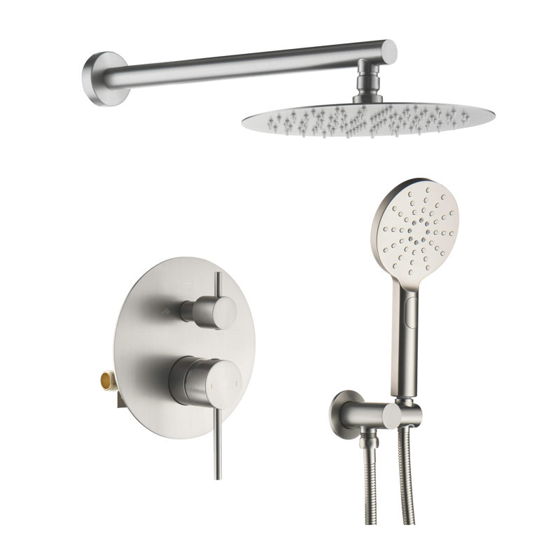 Robinet de douche circulaire avec valve brute, Nickel brossé