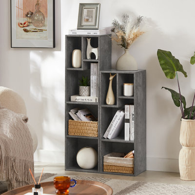 Ensemble de 2 bibliothèques étroites à 9 cubes, petite armoire de rangement avec tablettes ouvertes