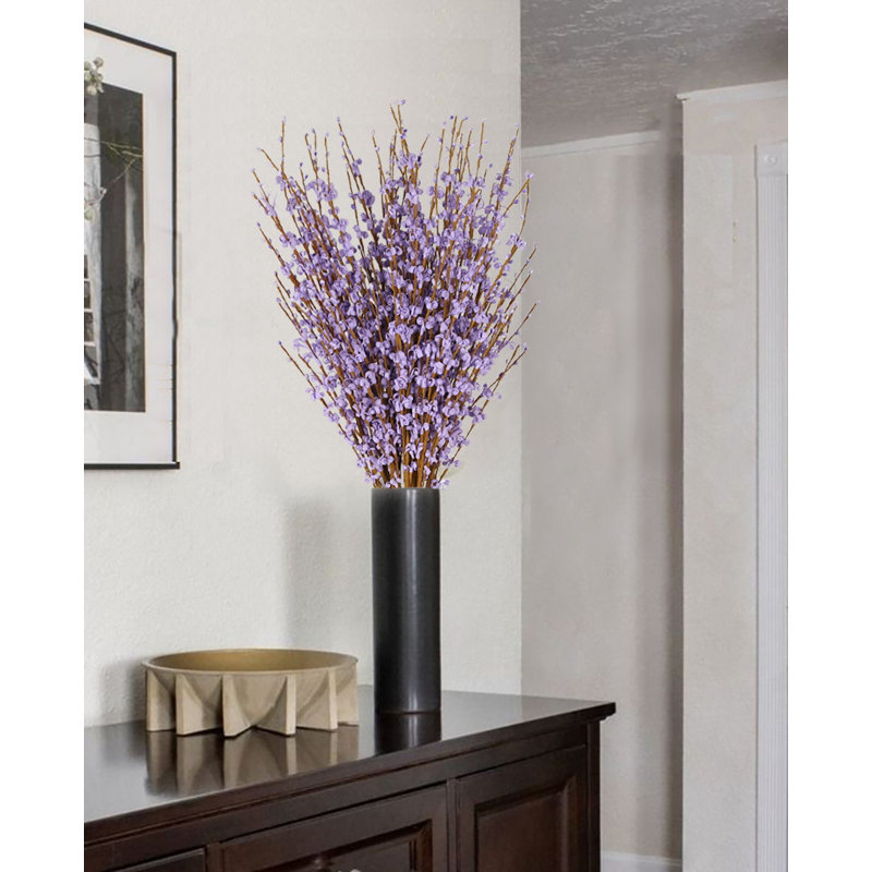 15 Pcs Fleurs Faux Fleurs De Jasmin Chatte Saule Branches Pour Vases De Mariage Bureau À Domicile Cuisine Décoration, Mauve