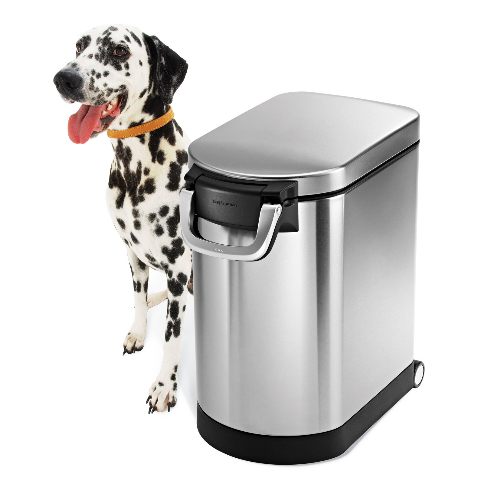 simplehuman Pet Food Storage Container Stainless Steel for Dog Food, Cat Food, and Bird Feed, Medium, Brushed