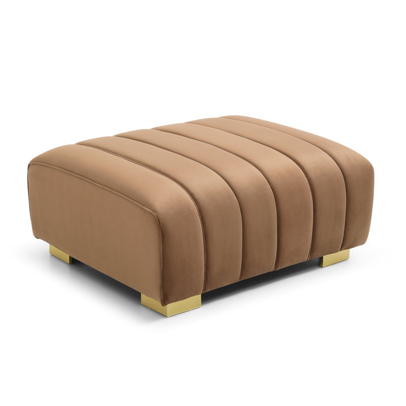 Makenna Velvet Ottoman, Brown