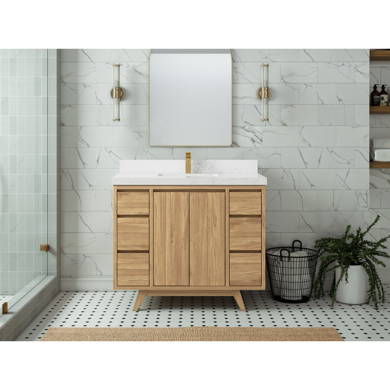 42'' Single Bathroom Vanity with Top, Empira White