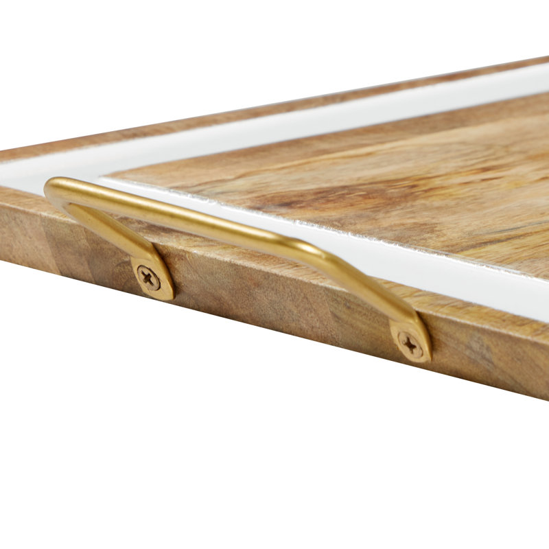 Plateau en bois et métal avec poignées Lewis (ensemble de 2)