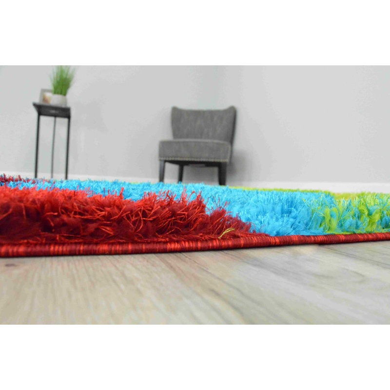 Modern Arriola Shag Abstract Geometric Rug For Living Room Bedroom, Rectangle 2'7" x 3'11"
