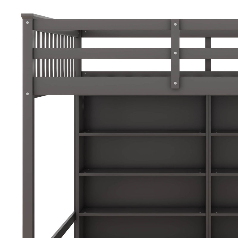 Lit mezzanine pour enfants Imberly, Double, Gris antique