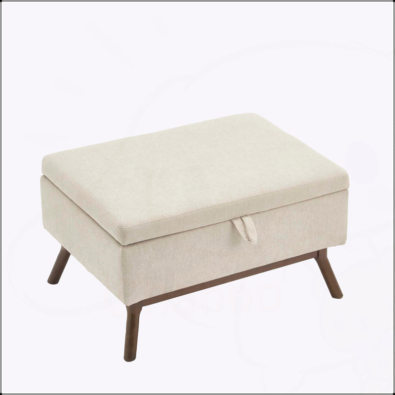 Banc de rangement Mid-Century, Beige