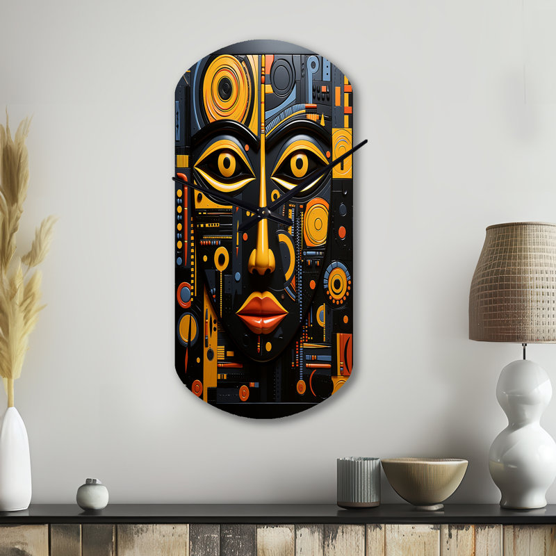 Horloge murale asymétrique «African Tribal Rhythms II» - art africain, Petit
