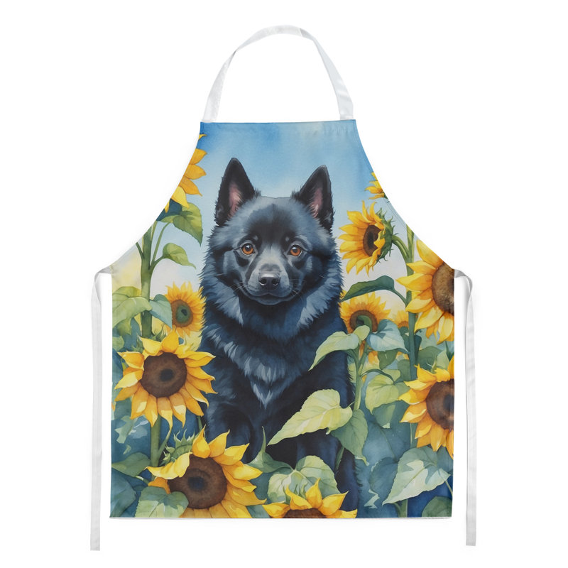 Schipperke en tablier tournesols