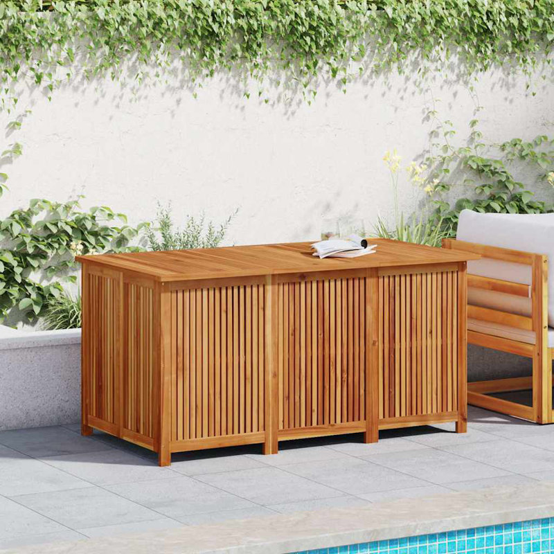 Coffre de rangement de jardin extérieur en bois d'acacia massif brun