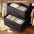61.8"-91.3" W  Pipe Clothing Rack Wall Mounted  With 4 Expandable Rods, 2 Drawers, And 6 Wooden Shelves-1652269086